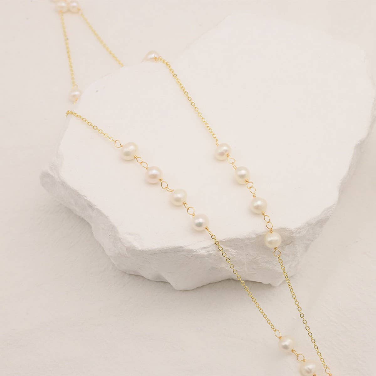 Womens High-End Splicing Long Pearl Necklace