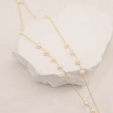 Womens High-End Splicing Long Pearl Necklace