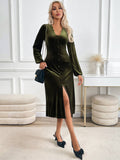 Valentines Day Velvet Elegant Mid-Length Dress