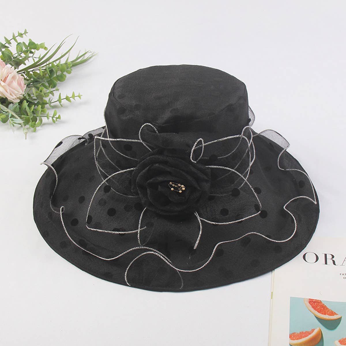 Women Mesh Wavy Edge Beach Sun Hat_Cwah1209