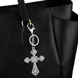 INLAID DIAMOND CROSS METAL KEYCHAIN_CWAJE0916
