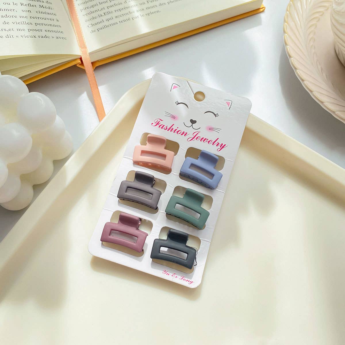 SET OF 6 SMALL CLAW HAIR CLIPS SIMPLE CHIC_CWAHA0386