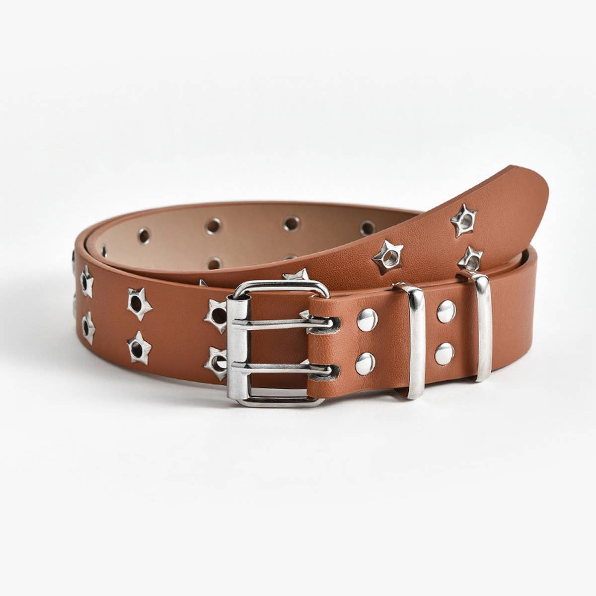 Cwabe0871_Double Row Star Eyelet Hollow Punk Belt