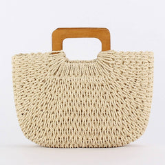 Wooden Hand Casual Simple Paper Ropeven Bag_Cwab4709