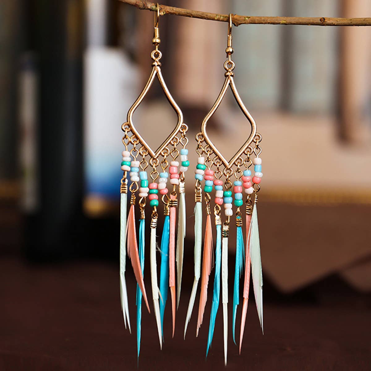 BOHO VINTAGE TASSEL FEATHER EARRINGS_CWAJE0805