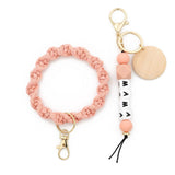 MAMA LETTER BRAIDED SILICONE BEAD KEYCHAIN_CWMM6880