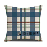 HALLOWEEN DARK BLUE PLAID PUMPKIN PILLOWCASE_CWMM1341