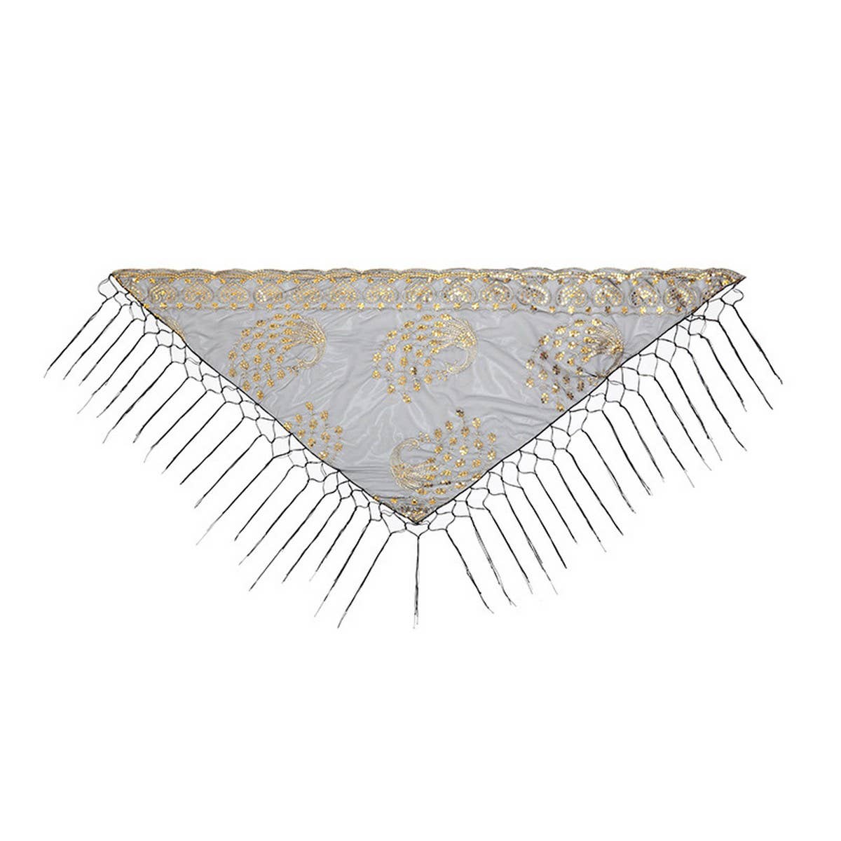 ETHNIC CLASSIC PEACOCK TASSEL TRIANGLE SHAWL_CWMM1998