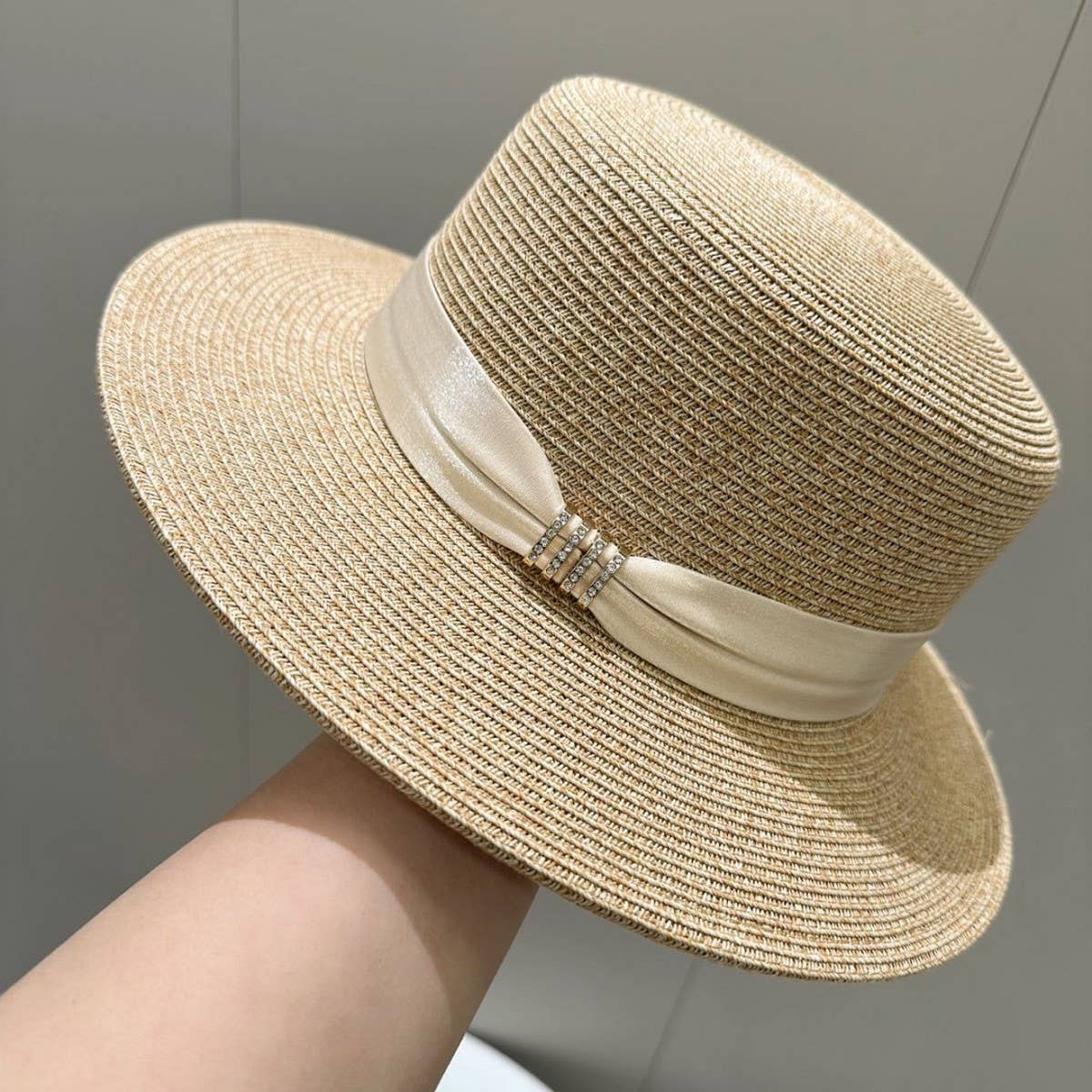 SUMMER SIMPLE HIGH END FLAT TOP STRAW HAT_CWAH3592