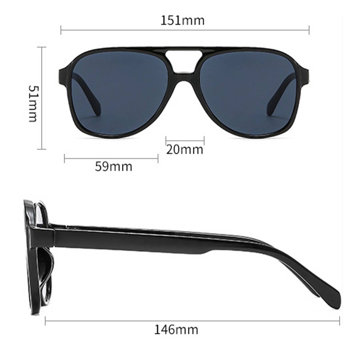 DOUBLE BRIDGE OVERSIZED PC SUNGLASSES UNISEX_CWASG1162