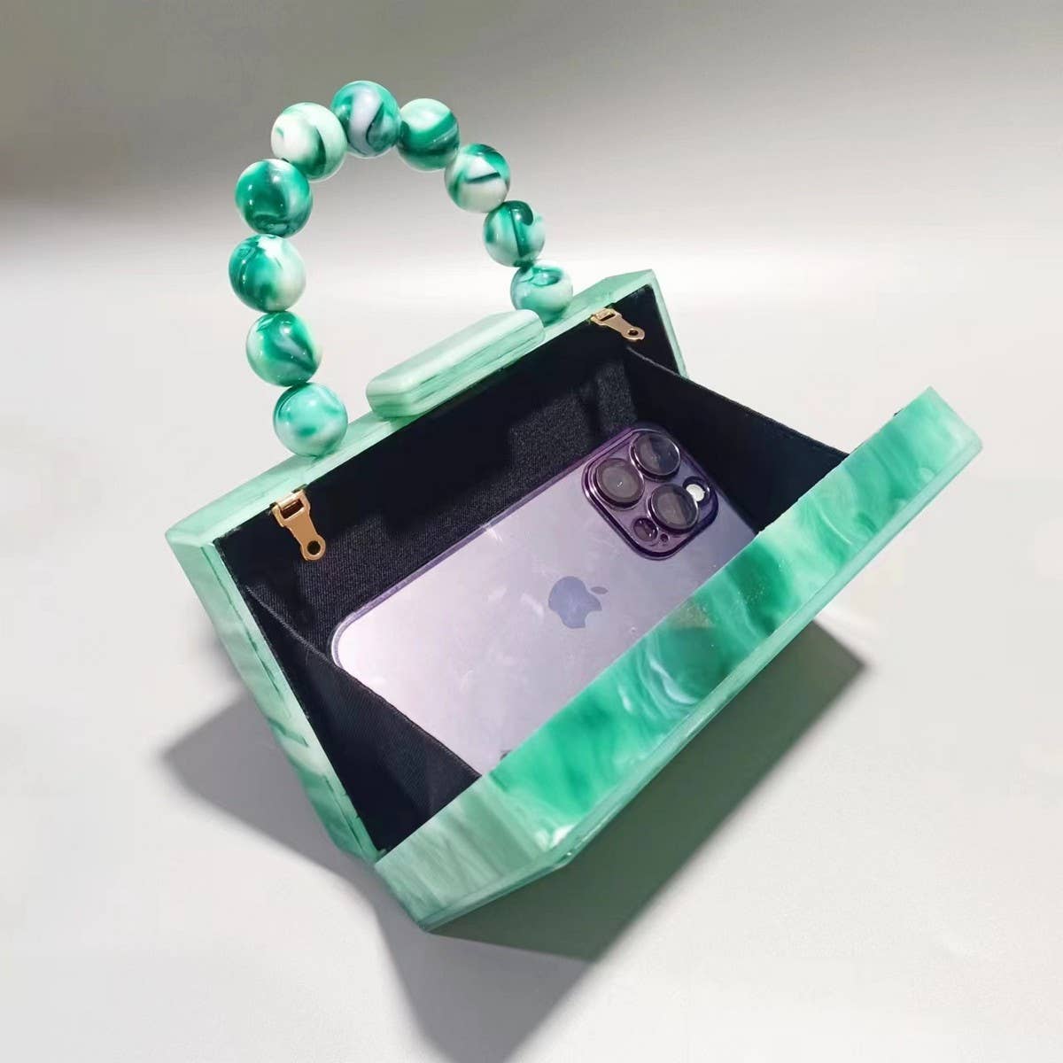 Pearl Acrylic Beaded Clutch Wristlet Wedding Bag_Cwab5858