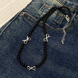 HIGH END RETRO PEARL BOW NECKLACE BRACELET SET_CWAJE3060