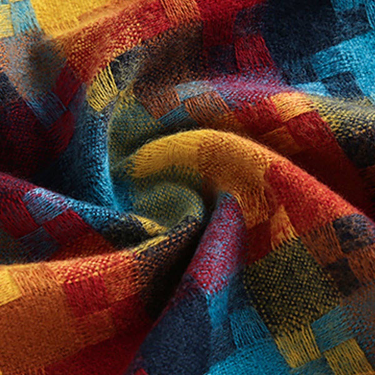 PLAID FRINGE SCARF TRENDY WINTER WRAP_CWASC0199