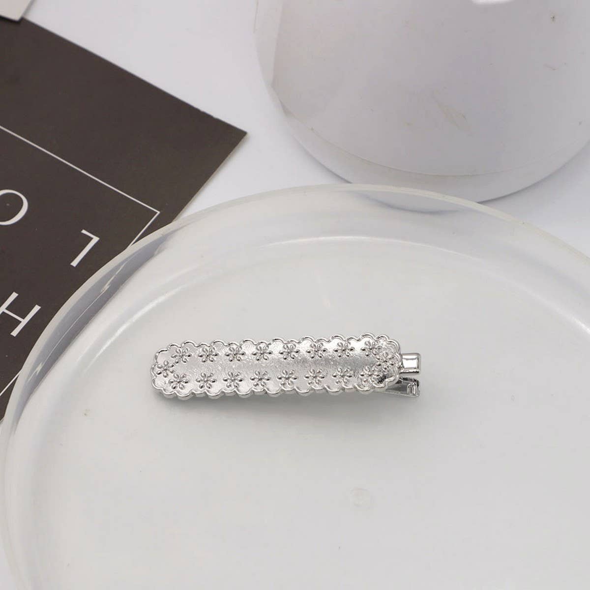 METAL ROSE HAIRPIN SIDE BANGS DUCKBILL CLIP_CWAHA4646