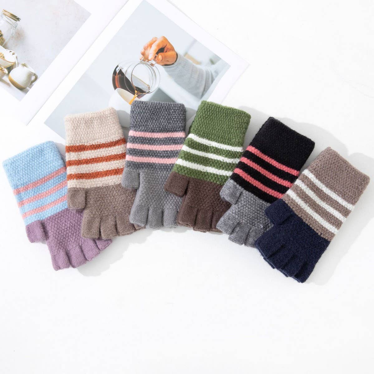 HALF FINGER OPEN KNITTED COLD PROTECTION GLOVES_CWAG0157