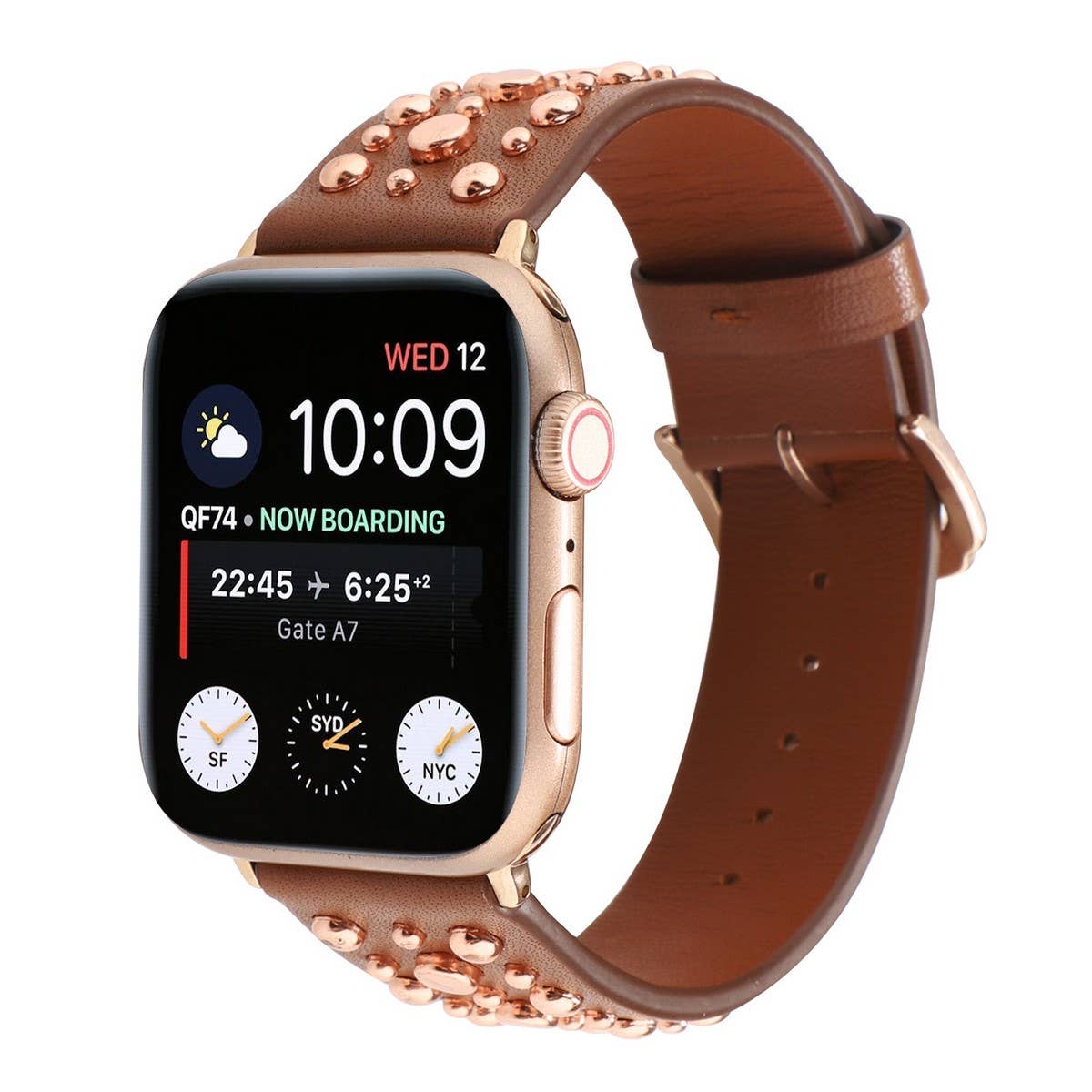 IWATCH9 1IWATCH8 GOLD RIVET GENUINE LEATHER STRAP_CWWW0078