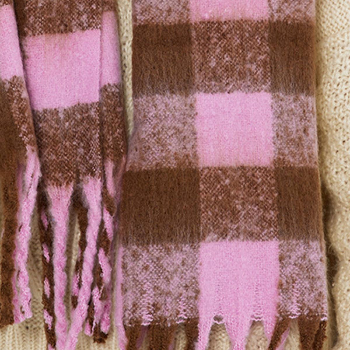 Black & White Plaid Fau Cashmere Scarf_Cwasc0324