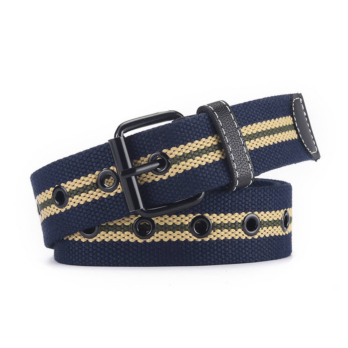 Women Canvas Striped Hollow Air Belt_Cwabe0595