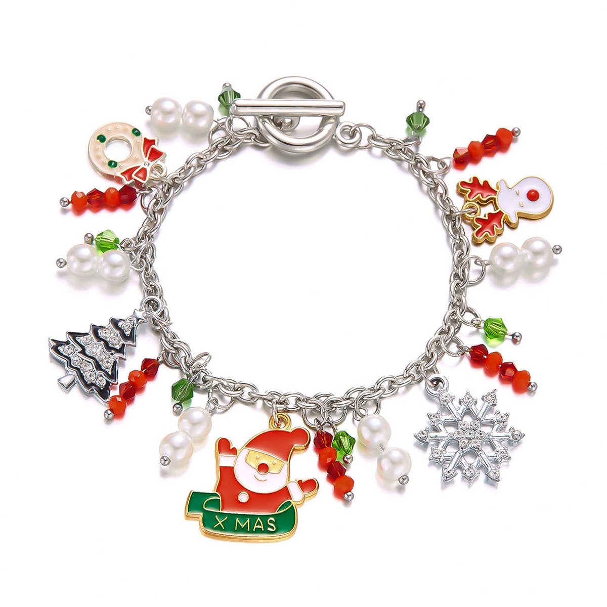 Cwaje2512_Santa Claus Rice Bead Pendant Bracelet