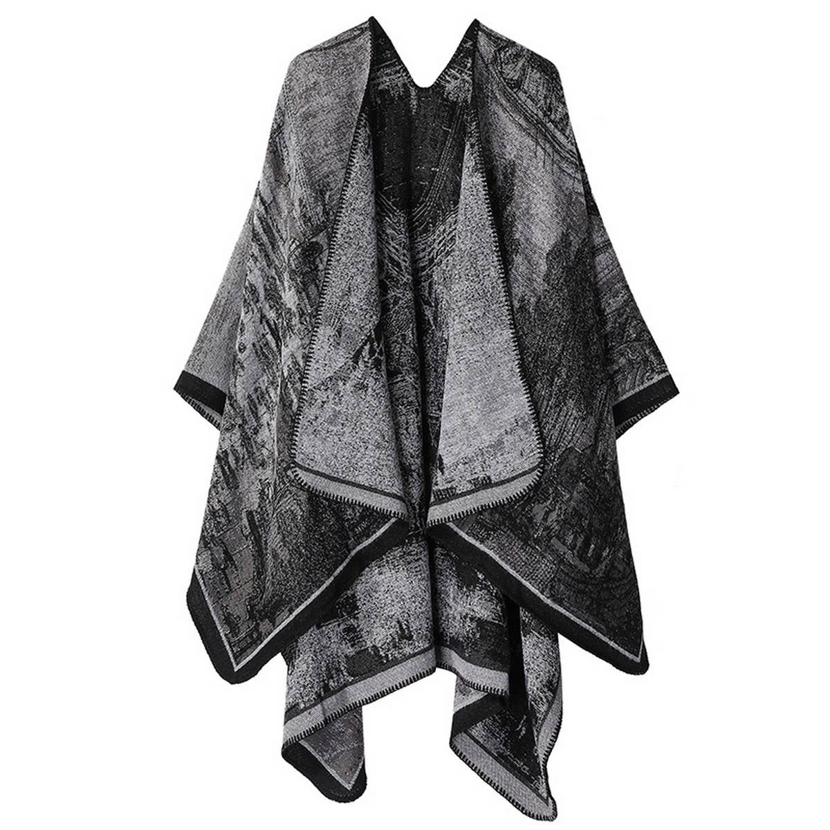 CAPE DARK DOUBLE SIDED WARM OUTER WEAR THICK SHAWL_CWASC2126