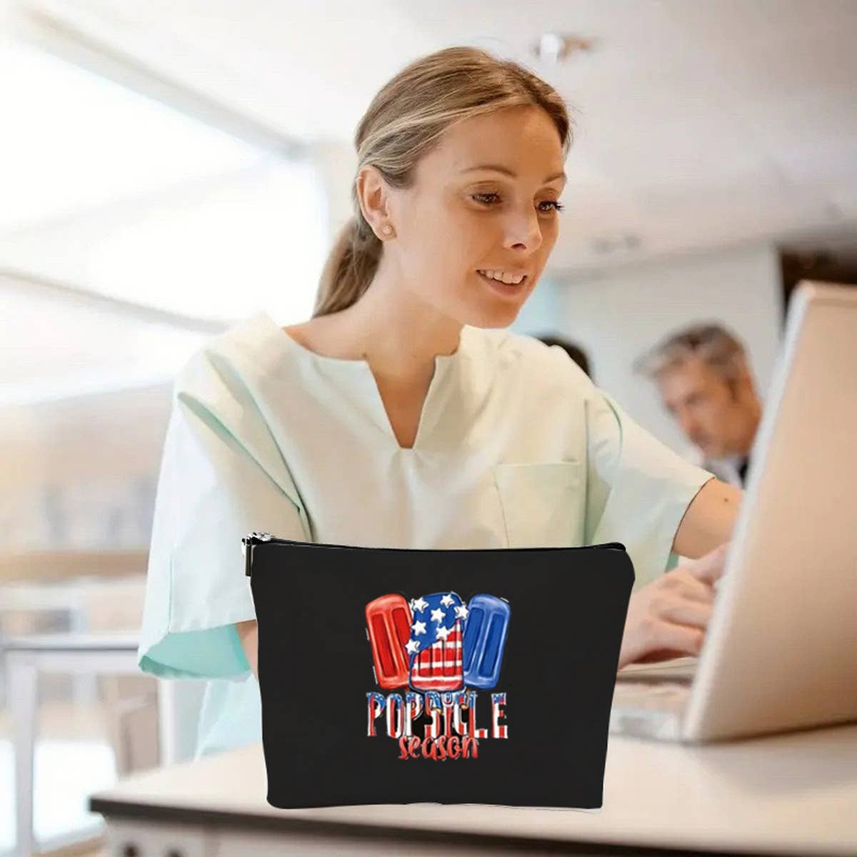 BLACK DOUBLE SIDED PRINTED COSMETIC BAG_CWAB2262