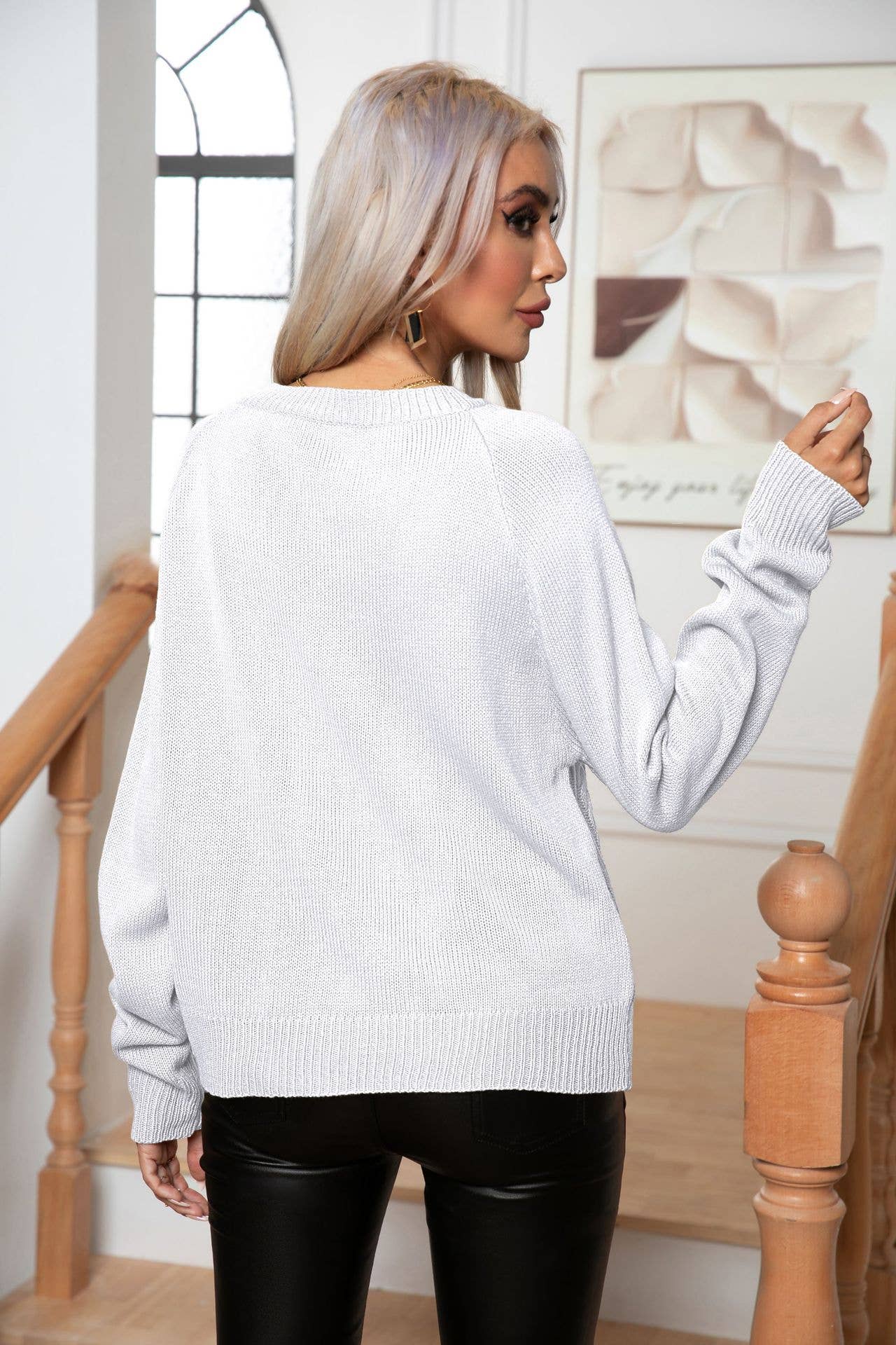 Twisted Long Sleeve Twist Knit Pullover Sweater