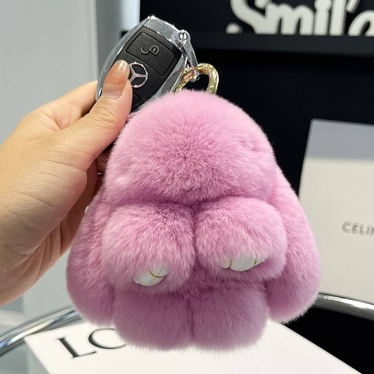 NEW MINI CUTE PLUSH BUNNY CAR KEYCHAIN PENDANT_CWMM2448