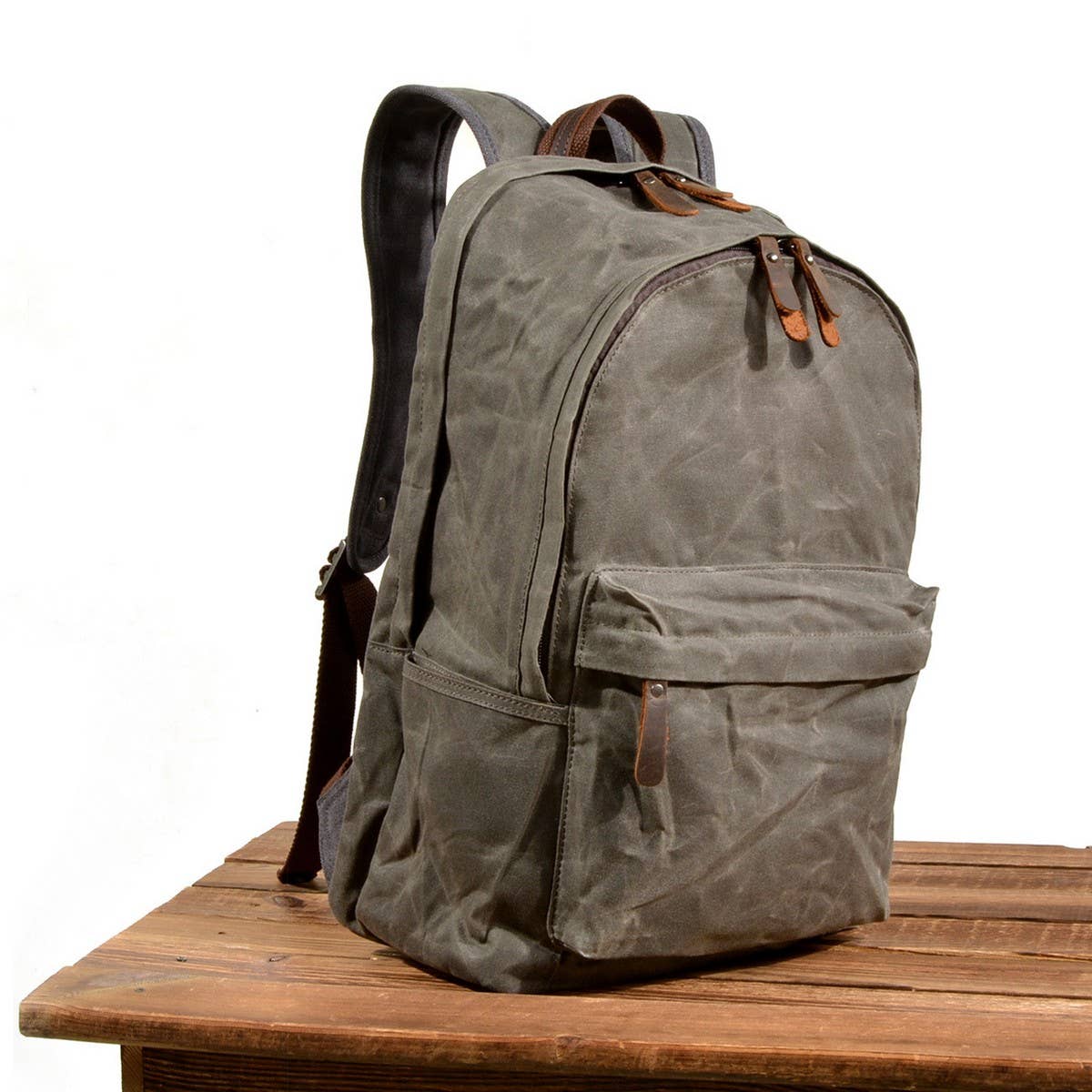 Vintage Waxed Canvas Outdoor Backpack Unisex_Cwab5527