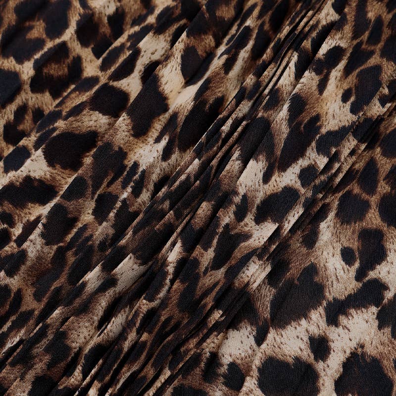 Temperament Commuter Leopard Pleated Skirt