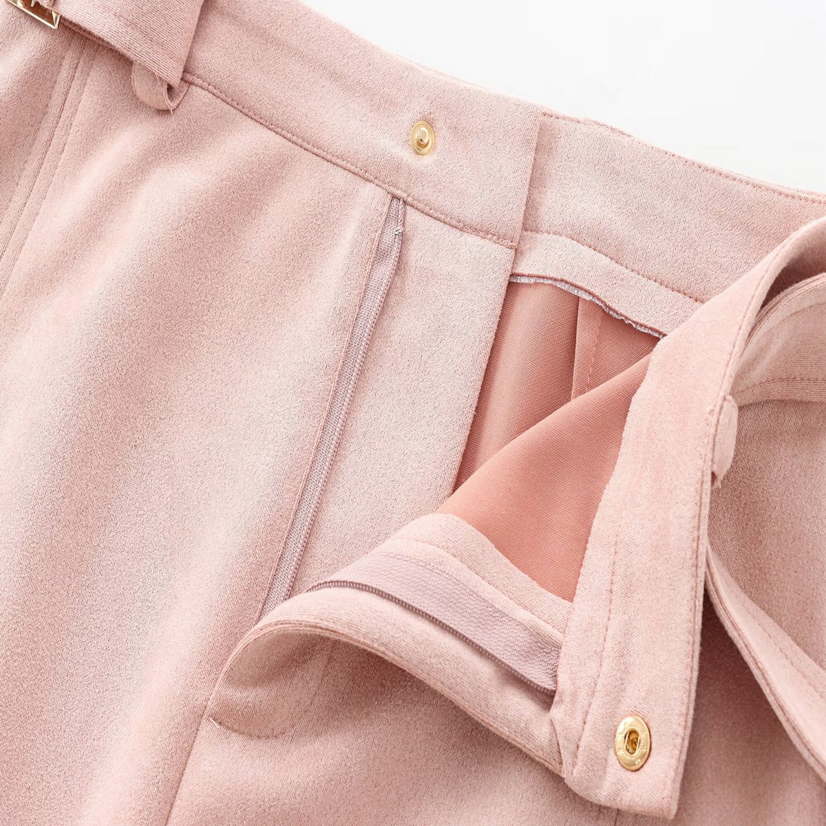 SUEDE MINI SKIRT FOR WOMEN FRENCH CHIC STYLE_CWDSD8342