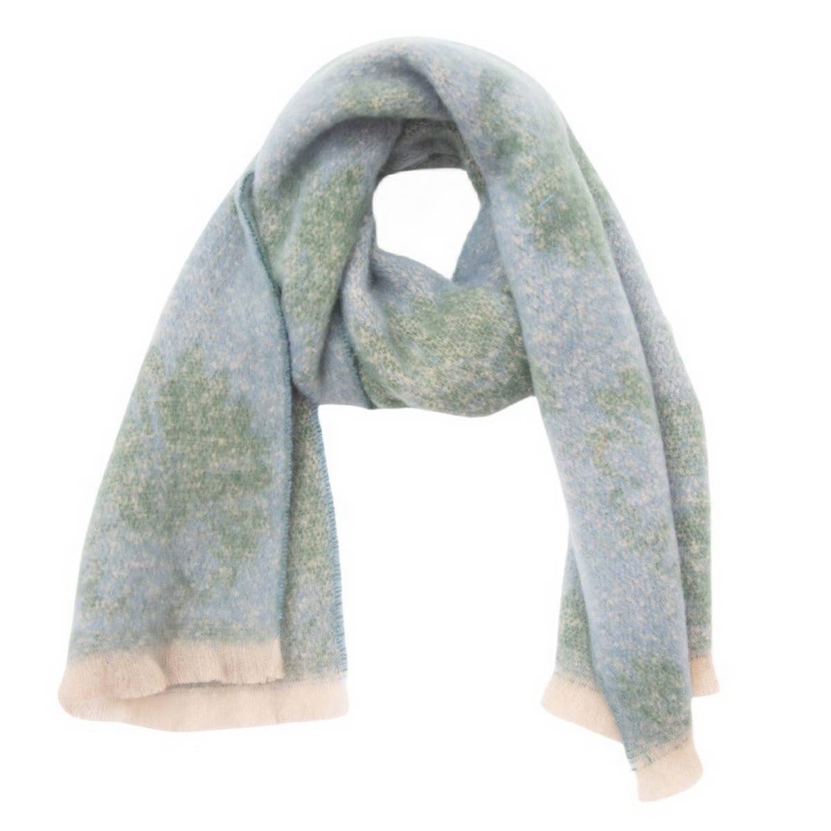 FLORAL JACQUARD SCARF WINTER SHORT FRINGE WRAP_CWASC1279