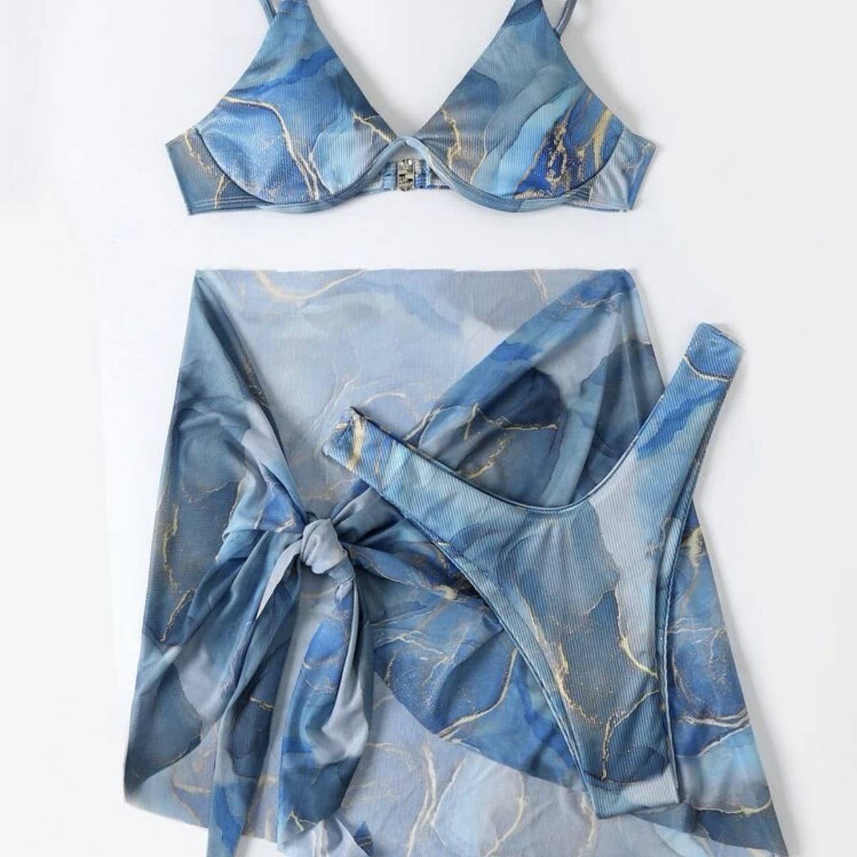 MARBLE PRINT BIKINI SET SEXY 3 PIECE SWIMSUIT_CWMW0158