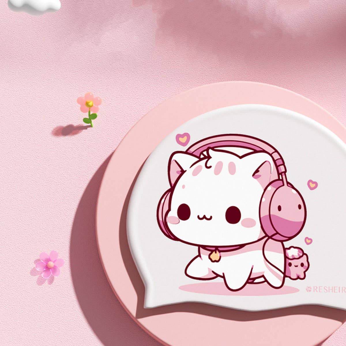 GIRLS SILICONE SWIM CAP WATERPROOF CARTOON PRINT_CWMM6725