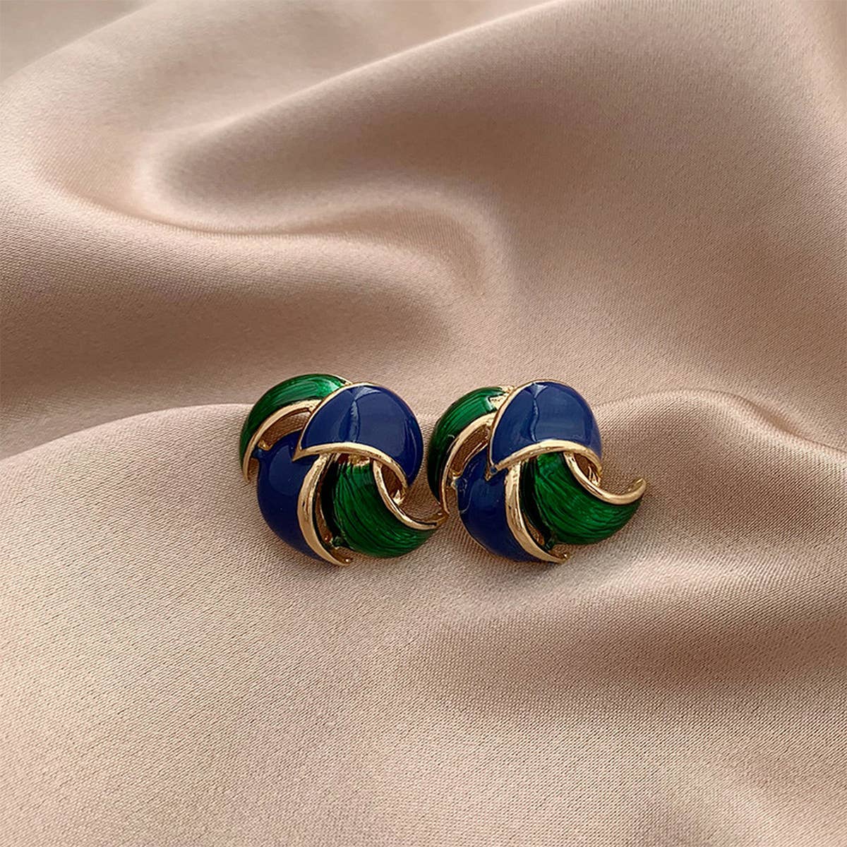 Vintage Blue Enamel Stud Earrings
