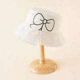 STYLISH WIDE BRIM BOW EMBROIDERED BUCKET HAT_CWAH1421
