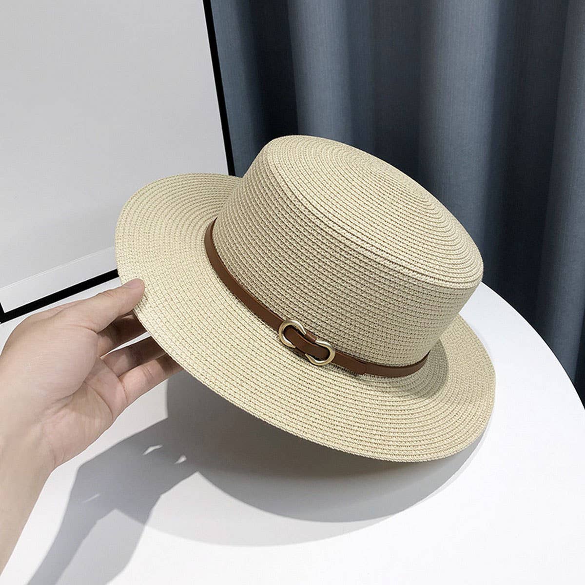 SUMMER BEACH ELEGANT SUN PROTECTION STRAW HAT_CWAH3415