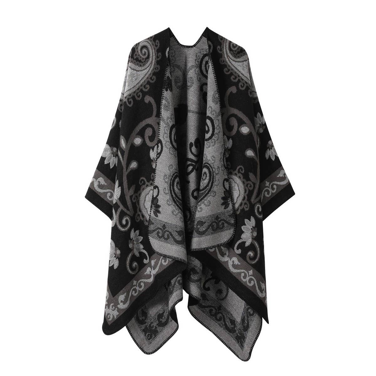 CAPE DARK DOUBLE SIDED WARM OUTER WEAR THICK SHAWL_CWASC2121