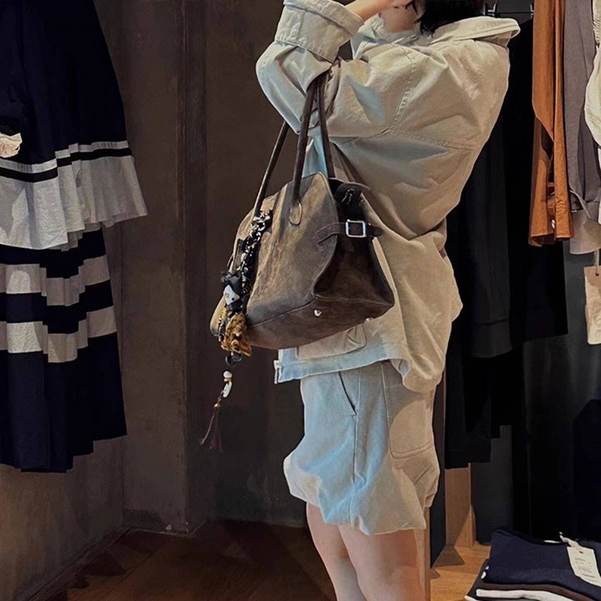 Suede Tote B Vintage Shoulder Crossbody Bag_Cwab4109