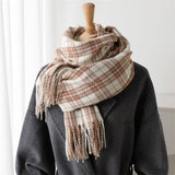 ELEGANT PLAID TASSEL SCARF FOR FALL WINTER_CWASC2768
