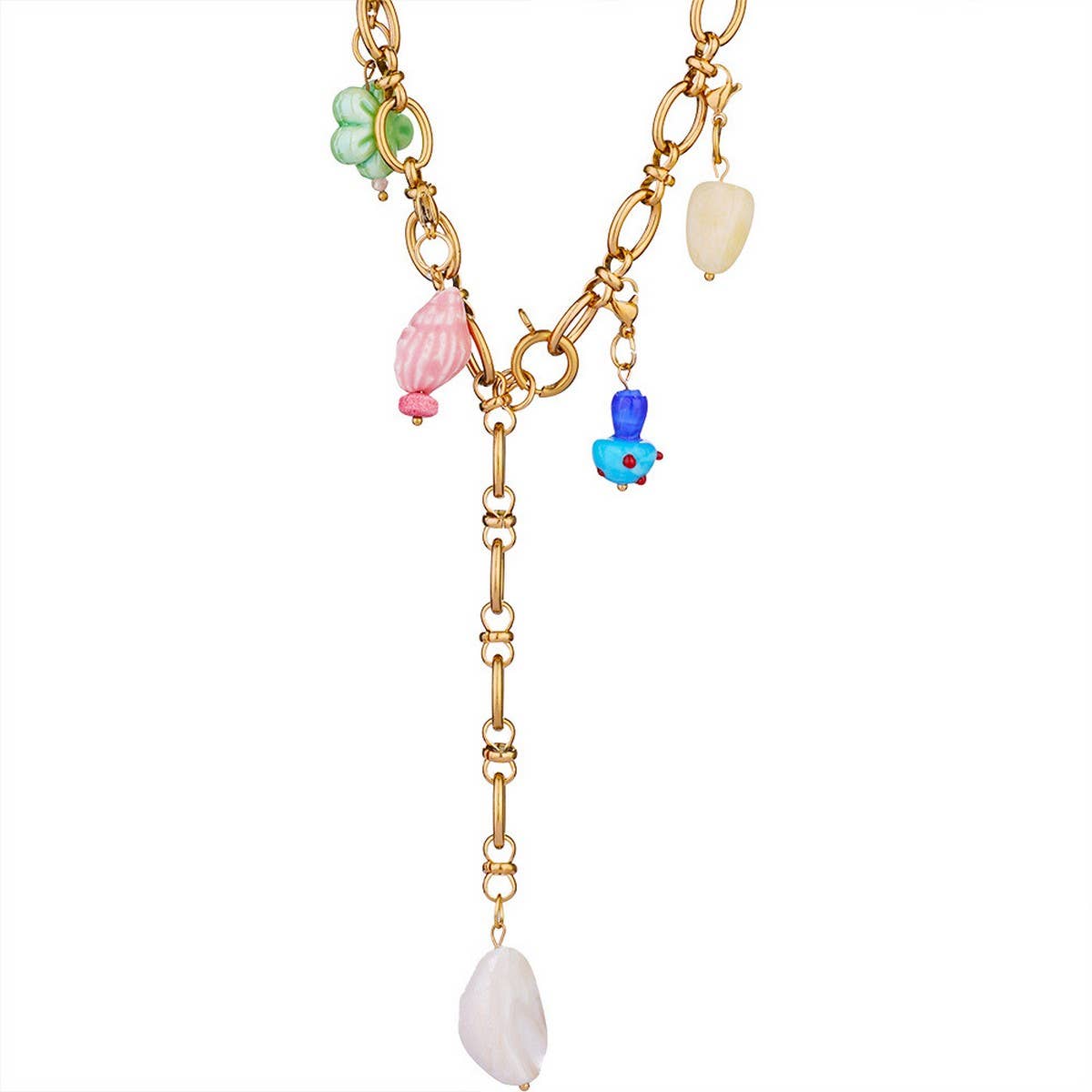 OCEAN PEARL NECKLACE WITH GLASS PENDANT_CWMM8861