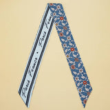 CHIC FLORAL LETTER TWILLY SCARF FOR HAIR BAGS_CWASC0068