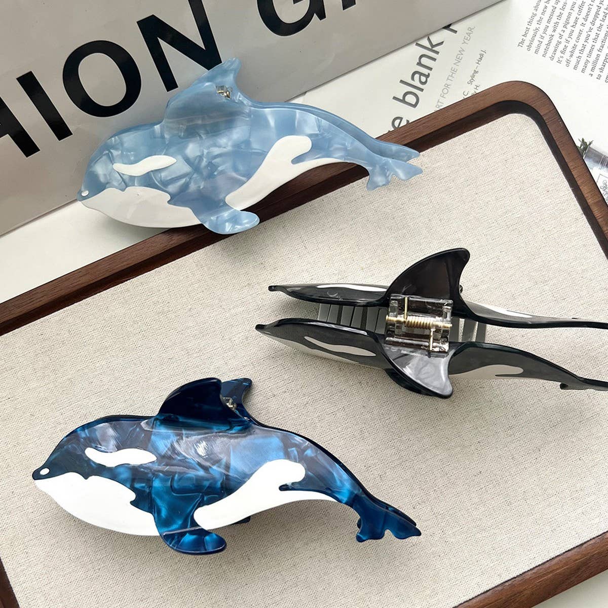 Tricolor Orca Acetate Claw Clip Ocean Chic Style