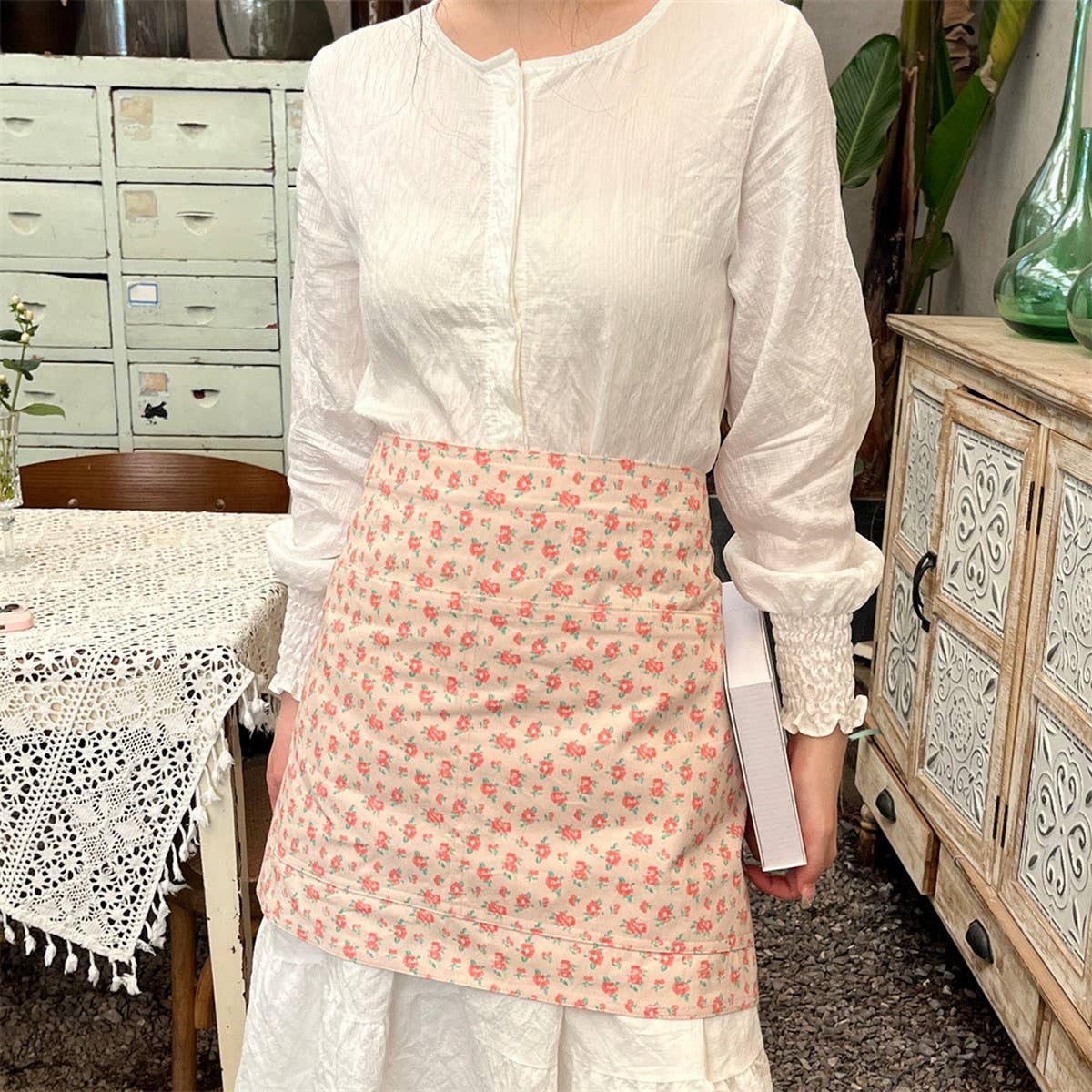 HALF BODY FLORAL HOME CAFE WORK APRON_CWMM5808