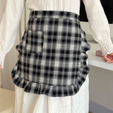HALF BODY FALLEN LEAVES PLAID APRON_CWMM5800