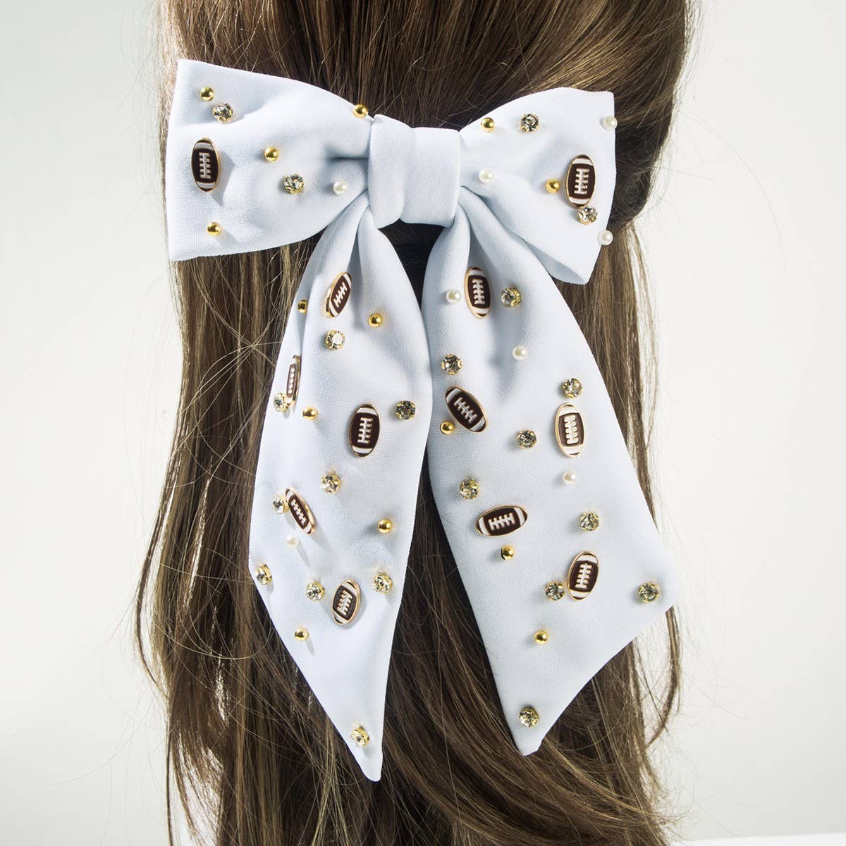 BOW STYLE SPRING HAIR CLIP RHINESTONE RUGBY_CWAHA6189