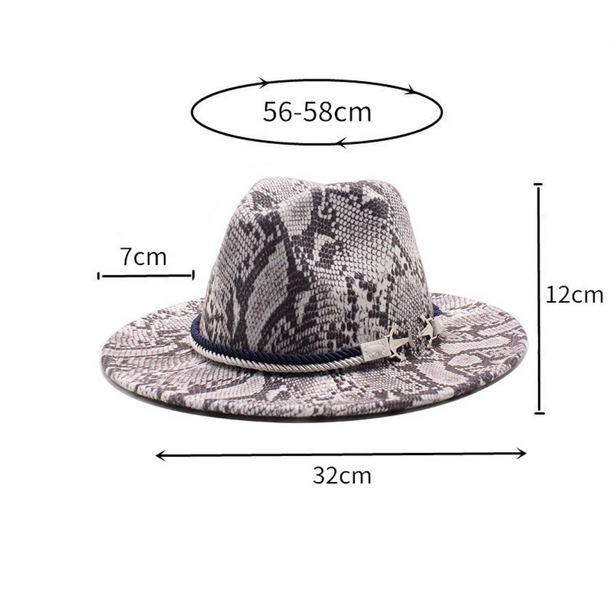FASHION SNAKE PATTERN WOOLEN JAZZ HAT FELT HAT_CWAH2591