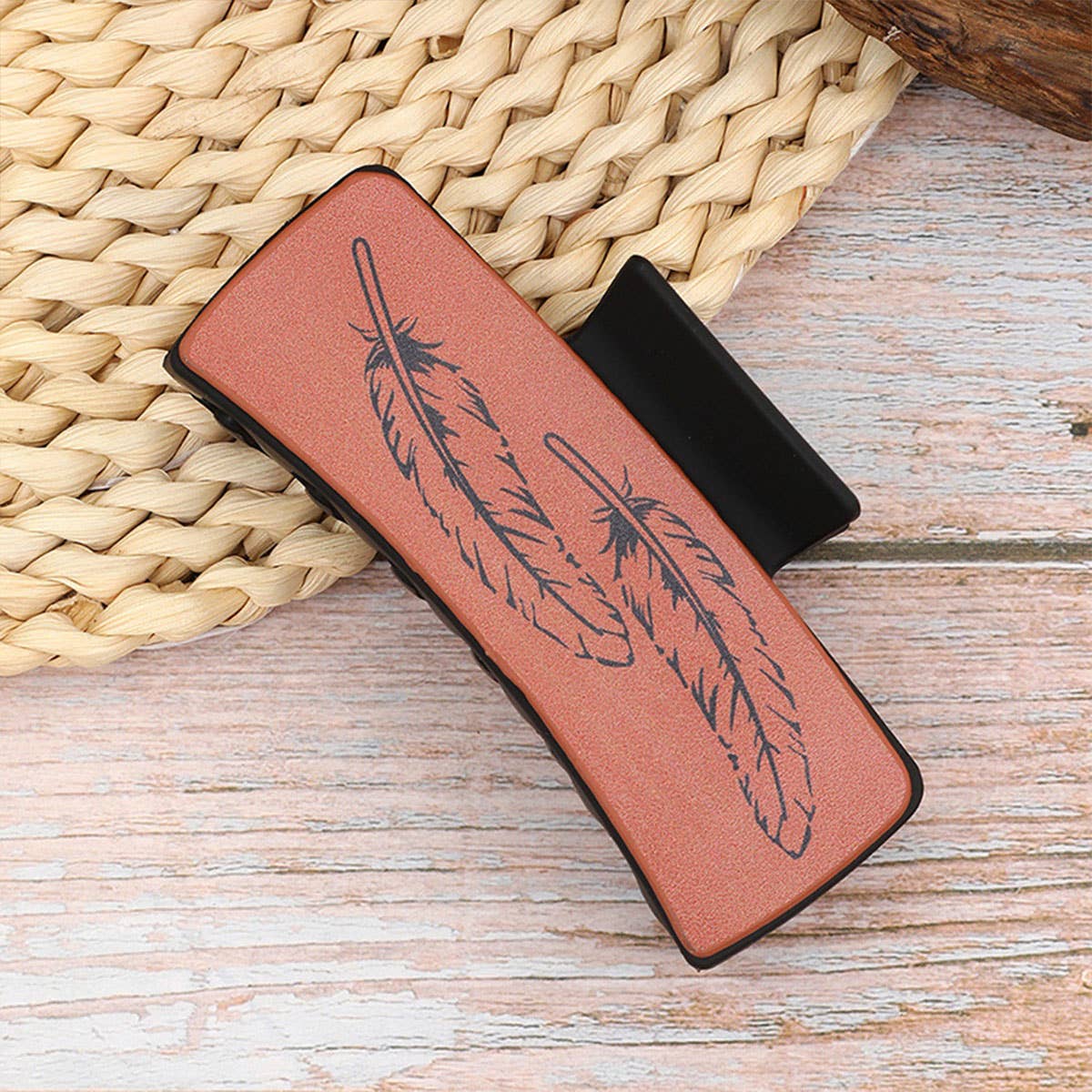 DENIM LEATHER WOMEN WESTERN HAIR CLAW CLIPS_CWASC1621