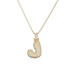 COPPER ZIRCONIA 26 LETTERS PENDANT NECKLACE_CWMM5866
