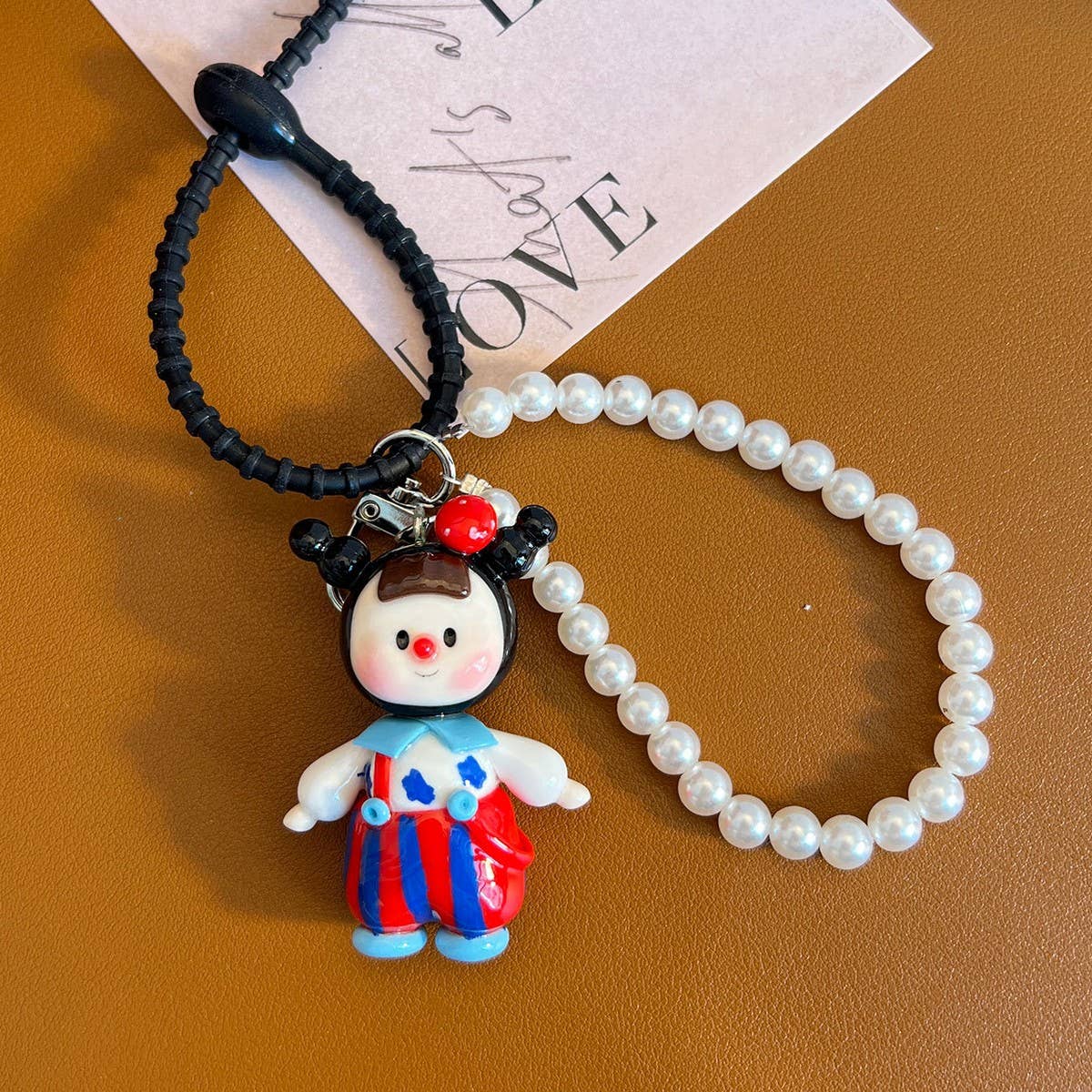 NEW CARTOON CLAY KEYCHAIN PEARL CHAIN GIFT CHARM_CWMM7879
