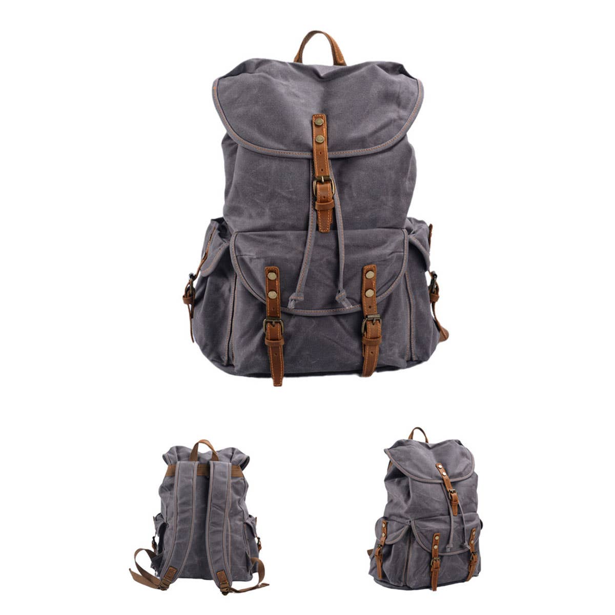 Vintage Waxed Canvas Travel Backpack For Men_Cwab5548